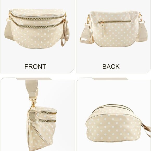 Chic Water-Resistant Nylon Bum Bag with Dot Print, Spacious & Convertible Design - Picture 7 of 7